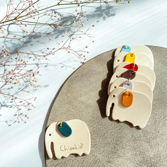 お耳の色が選べる!! 象のお名前キーホルダー本革《送料無料》