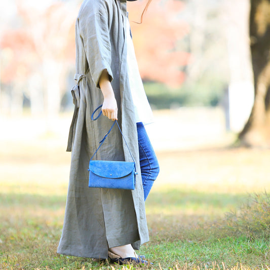 気まぐれレザーのナチュラルポシェット・青空色《送料無料》